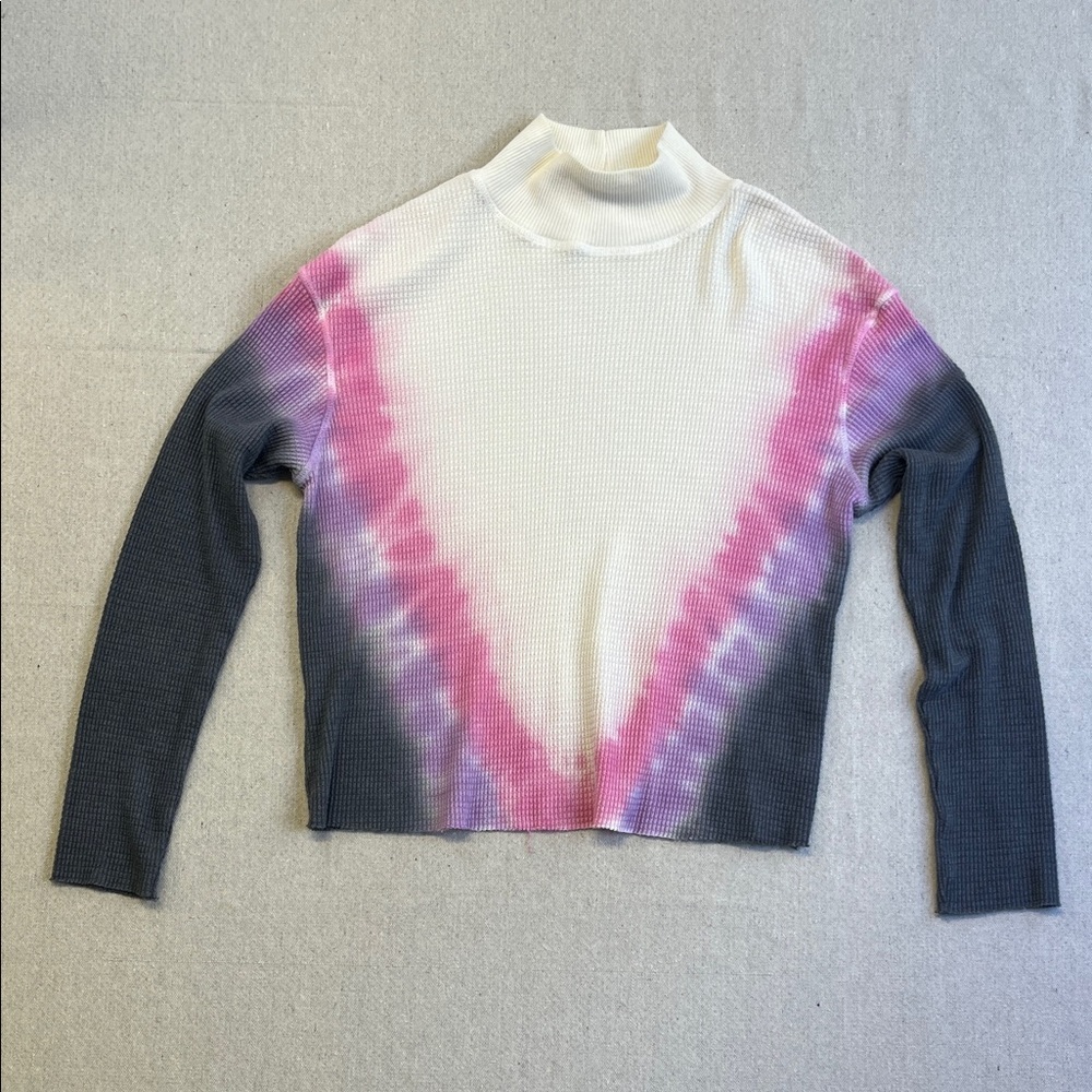 T.La Tie Dye Mock Neck Ribbed Long Sleeve Sweater Top Sz S